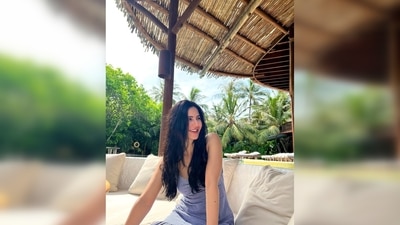In the photos shared, Katrina Kaif can be seen sitting outdoors in a shack donning a short summer dress. (Instagram/@katrinakaif) In the photos shared, Katrina Kaif can be seen sitting outdoors in a shack donning a short summer dress. (Instagram/@katrinakaif)