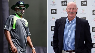 Chaminda Vaas and Dennis Lillee. (Getty Images) Chaminda Vaas and Dennis Lillee. (Getty Images)