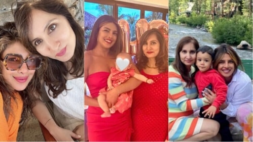 Priyanka held Malti Marie in her arms. Priyanka held Malti Marie in her arms.