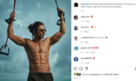 Shah Rukh Khan shared a glimpse of his Pathaan look on Instagram.&nbsp;