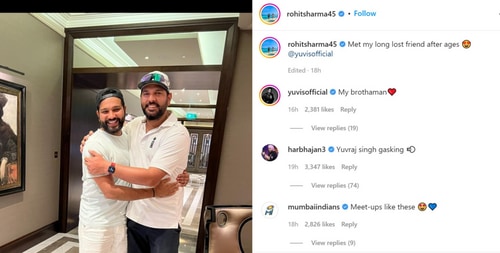 Harbhajan trolled Yuvraj in Rohit's Instagram post