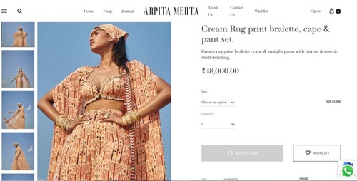 Vaani Kapoor's bralette and top from Arpita Mehta&nbsp; (arpitamehtaofficial.com)