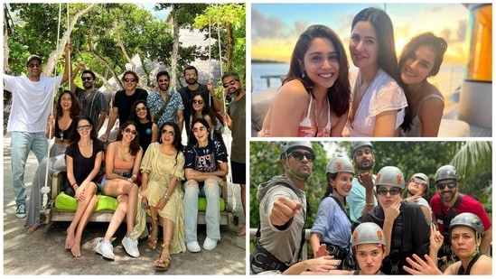 Vicky Kaushal and Katrina Kaif with Sharvari Wagh, Sunny Kaushal, Ileana D'Cruz, Isabelle Kaif, Mini Mathur, Kabir Khan and others in Maldives.&nbsp;