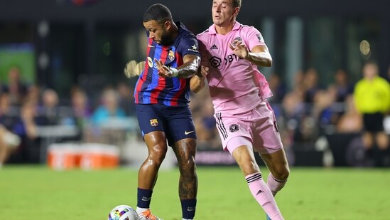 Memphis Depay in action for Barcelona.(AFP)