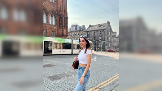 Sharing a slew of pictures from her UK vacation, Manushi Chhillar captioned her post, "Taking a walk with the Scot."(Instagram/@manushi_chhillar)