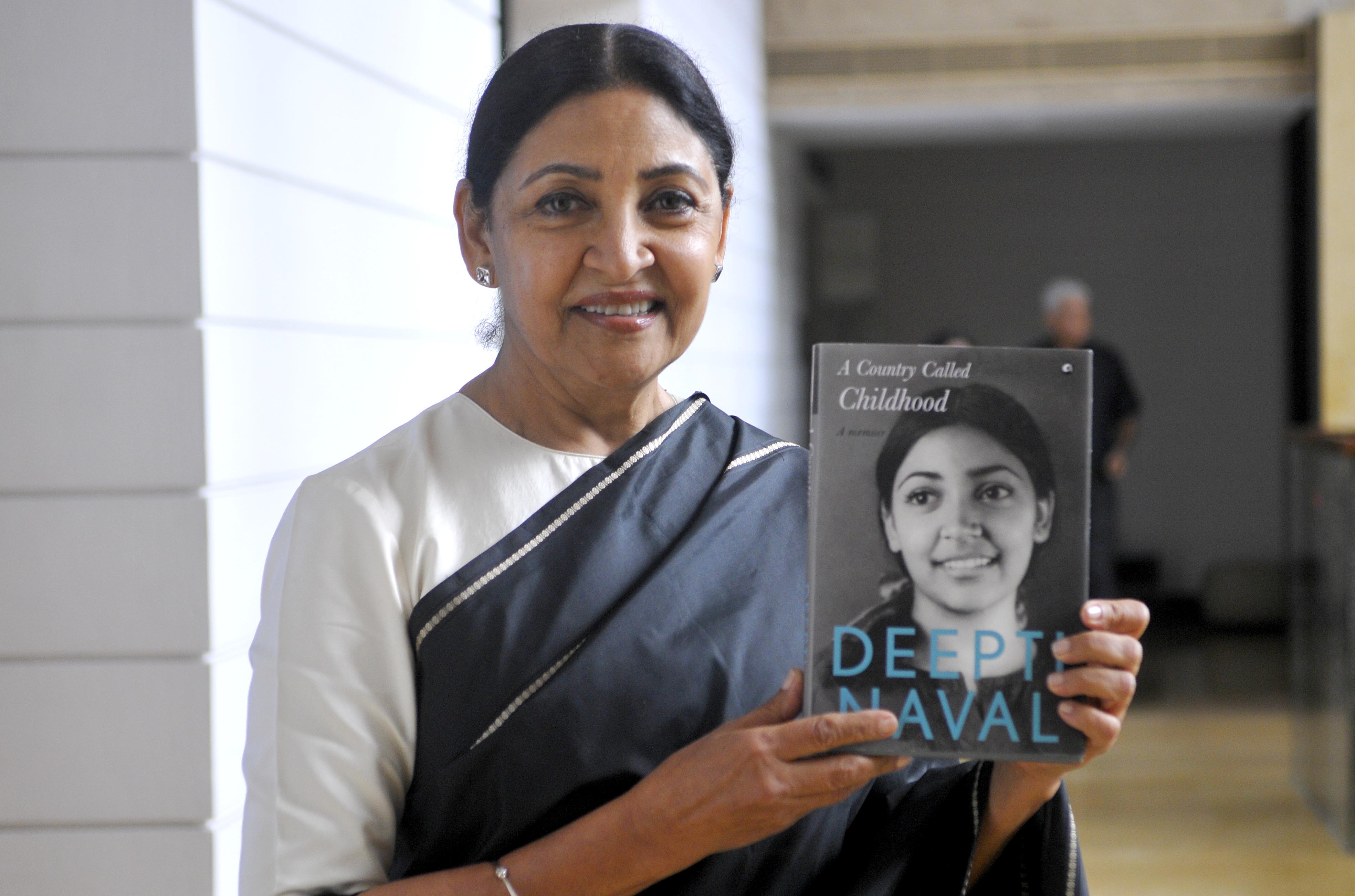 Actor Deepti Naval with her memoir, A Country Called Childhood.