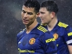 Manchester United's Cristiano Ronaldo reacts.&nbsp;
