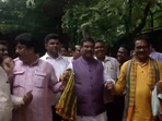 Union minister Dharmendra Pradhan celebrates with folk artists in Delhi. (Screengrab/ANI video) Union minister Dharmendra Pradhan celebrates with folk artists in Delhi. (Screengrab/ANI video)