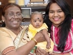 Droupadi Murmu with her daughter Itishree Murmu and granddaughter, Droupadi Murmu with her daughter Itishree Murmu and granddaughter,