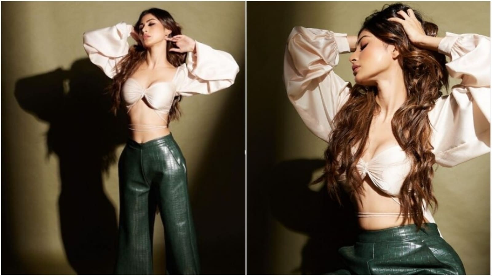Mouni Roy makes fans drool in a cropped top, leather trousers