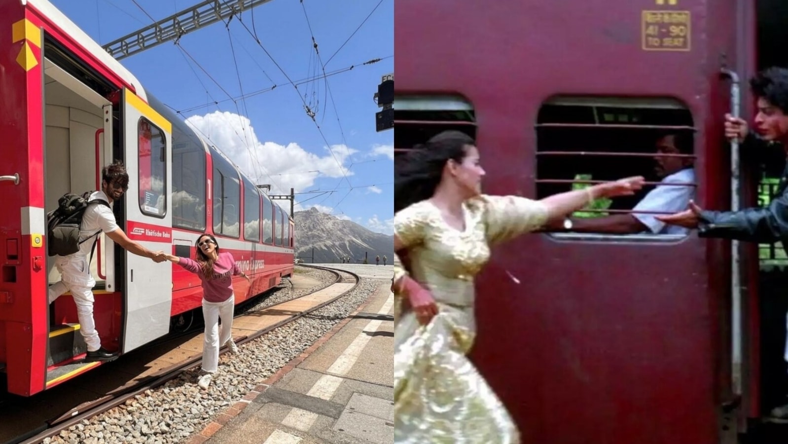 Shahid Kapoor und Mira Rajput stellen die DDLJ-Szene von Shah Rukh Kajol in der Schweiz nach |  Bollywood