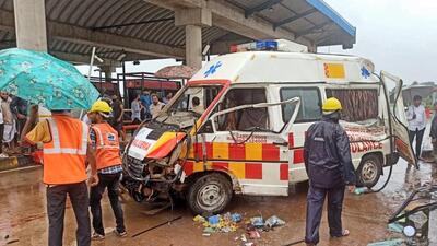 A day after an accident involving an ambulance that left four people died in Udupi district, its driver on Thursday said he lost control over the vehicle while trying to avoid hitting a calf that was sitting on an emergency lane in the toll booth. (PTI) A day after an accident involving an ambulance that left four people died in Udupi district, its driver on Thursday said he lost control over the vehicle while trying to avoid hitting a calf that was sitting on an emergency lane in the toll booth. (PTI)