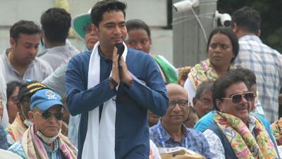 Trinamool Congress national general secretary and Lok Sabha MP Abhishek Banerjee at Esplanade in Kolkata on Thursday. (HT Photo)