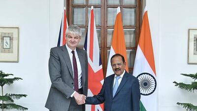 UK National Security Adviser Sir Stephen Lovegrove met National Security Advisor of India Ajit Doval in Delhi on Thursday. (PTI)