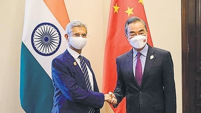 External affairs minister S Jaishankar with his Chinese counterpart Wang Yi. (PTI)