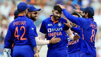 Team India players in action. (ICC Twitter) Team India players in action. (ICC Twitter)