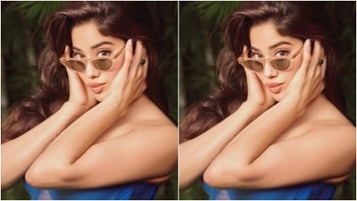 Styled by fashion stylist Tanya Ghavri, Janhvi wore her tresses open in soft wavy curls with a middle part. (Instagram/@janhvikapoor)