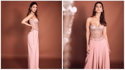 Vaani Kapoor has a keen eye for fashion and her Instagram handle has proof. The actor has a very glamorous sense of dressing and her closet is flooded with gorgeous designer fits. Vaani, who is awaiting the release of Shamshera, earlier stepped out wearing a nude pink set. (Instagram/@_vaanikapoor_)