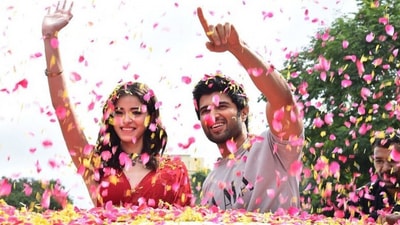 Vijay Deverakonda, Karan Johar and Ananya Panday were in Hyderabad for the Liger trailer launch on Thursday. Vijay Deverakonda, Karan Johar and Ananya Panday were in Hyderabad for the Liger trailer launch on Thursday.