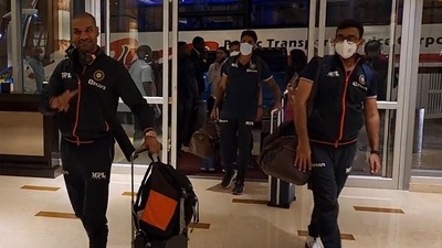 Indian players arrive in the West Indies. (BCCI/Screengrab) Indian players arrive in the West Indies. (BCCI/Screengrab)