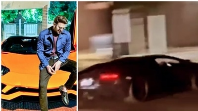 Prabhas' Lamborghini was spotted by a fan. Prabhas' Lamborghini was spotted by a fan. 