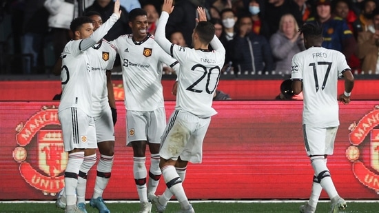 Manchester United score a goal during a pre-season game against Crystal Palace (AP)