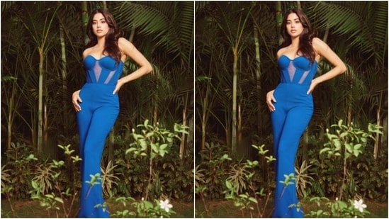 Janhvi Kapoor looks like a dream decked up in a blue corset jumpsuit.(Instagram/@janhvikapoor)