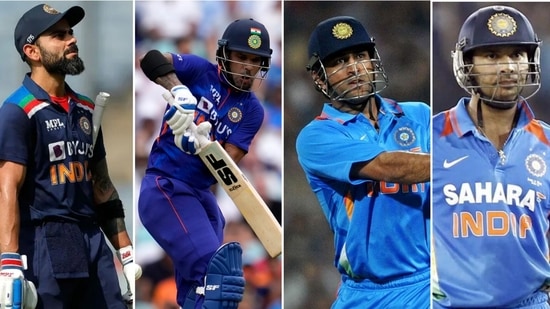 Virat Kohli, Shikhar Dhawan, MS Dhoni and Yuvraj Singh