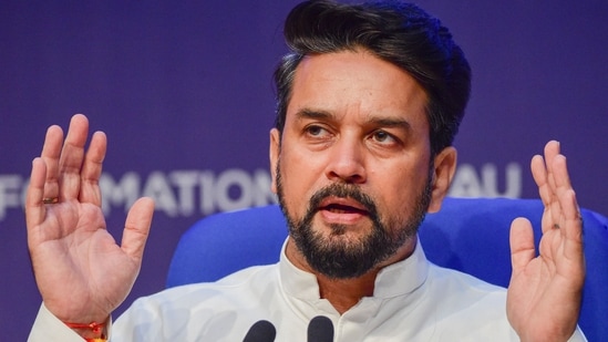 Union Minister for Information and Broadcasting Anurag Thakur.(PTI)