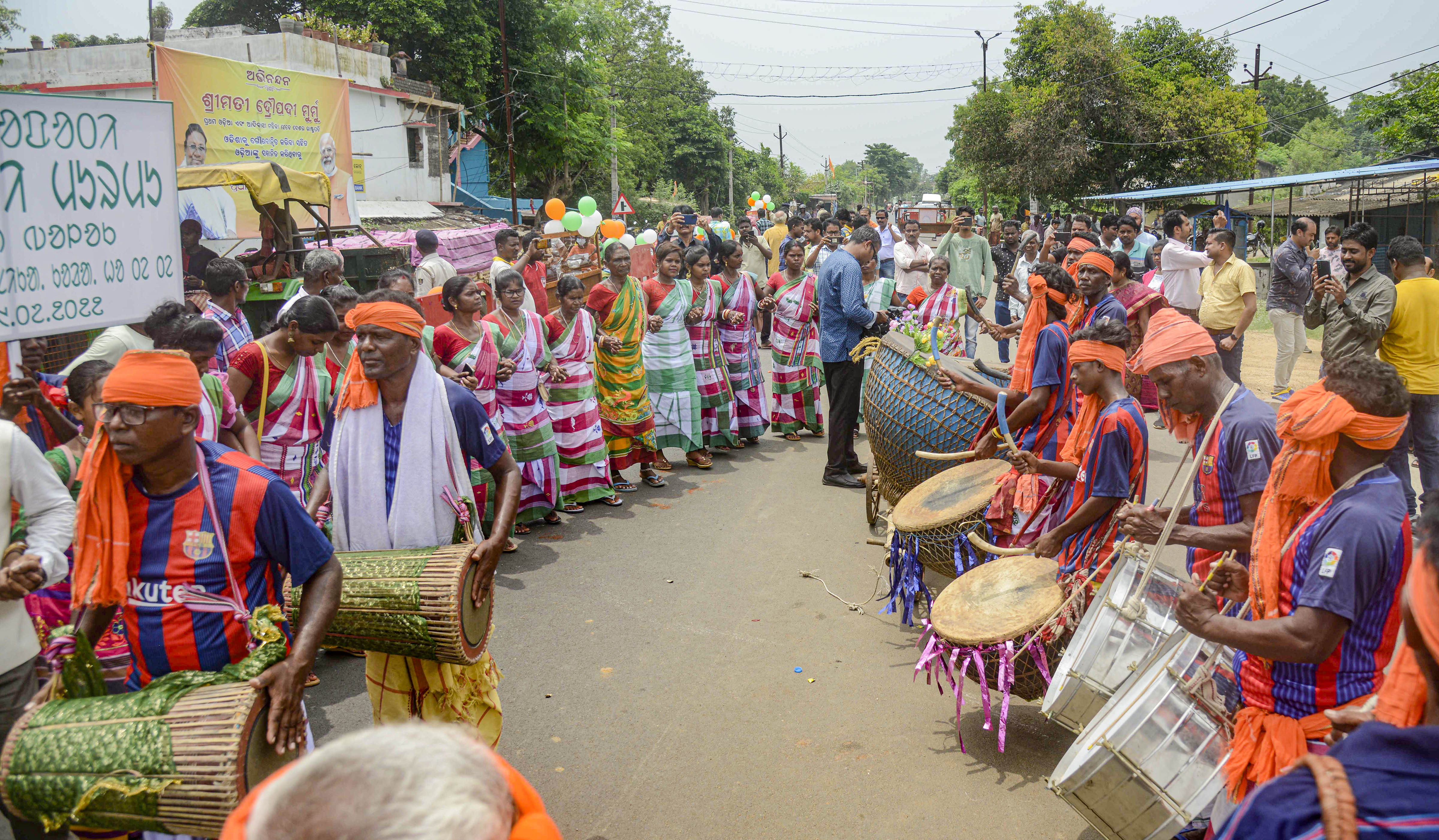 National Democratic Alliance (NDA)-backed Presidential candidate Droupadi Murmu is leading against Opposition candidate Yashwant Sinha after the end of the first round of counting of votes which started at 11 am on Thursday. Celebrations began in her native village of Rairangpur in Odisha with sweets, tribal music and dance.