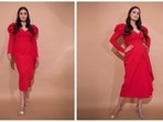 Dia Mirza is the ultimate epitome of grace and elegance when it comes to anything fashion. The Rehna Hai Tere Dil Mein actor has been constantly making an elegant fashion statement with her stylish fits. For a recent photoshoot, Dia decided to paint the town red in a drape midi dress.(Instagram/@diamirzaofficial)