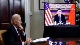 O presidente Joe Biden e o presidente chinês Xi Jinping.