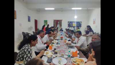 A peer team of the National Assessment and Accreditation Council (NAAC) at Kailash Mahila Hostel of Lucknow University having lunch prepared by PhD scholars. (Sourced) A peer team of the National Assessment and Accreditation Council (NAAC) at Kailash Mahila Hostel of Lucknow University having lunch prepared by PhD scholars. (Sourced)