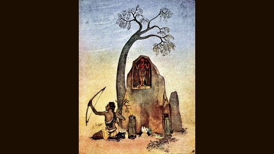 Ekalavya in an Illustration from Myths of the Hindus and Buddhists by Sister Nivedita and Ananda Coomaraswamy, 1913. (Getty Images) Ekalavya in an Illustration from Myths of the Hindus and Buddhists by Sister Nivedita and Ananda Coomaraswamy, 1913. (Getty Images)