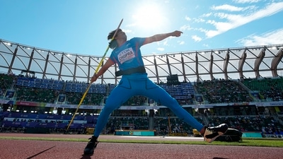 Chopra, running in first in his group, flung the javelin to a massive 88.39m and wrapped up his qualification. (AP)