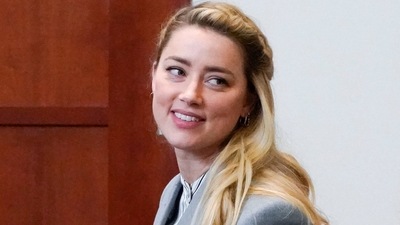 Actor Amber Heard at the Fairfax County Circuit Courthouse in Virginia during the trial. (Reuters) (REUTERS)