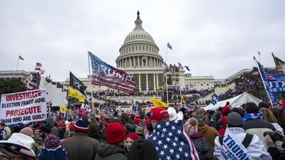 Insurrections loyal to President Donald Trump rally at the US Capitol in Washington on January 6, 2021. (AP)