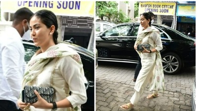Shahid Kapoor and family have returned from their long European vacation. Shahid's wife and social media influencer Mira Rajput was spotted at a dental clinic in an ethnic outfit on Friday. (Varinder Chawla) Shahid Kapoor and family have returned from their long European vacation. Shahid's wife and social media influencer Mira Rajput was spotted at a dental clinic in an ethnic outfit on Friday. (Varinder Chawla) 