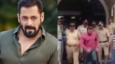 Salman Khan at Mumbai Police Commissioner's office. (ANI photo) Salman Khan at Mumbai Police Commissioner's office. (ANI photo)