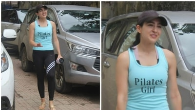 Sara Ali Khan is back from her European vacation and returned to her fitness regime. She was spotted at her Pilates class on Friday. She was recently seen in the second episode of Koffee With Karan, along with Janhvi Kapoor. (Varinder Chawla) Sara Ali Khan is back from her European vacation and returned to her fitness regime. She was spotted at her Pilates class on Friday. She was recently seen in the second episode of Koffee With Karan, along with Janhvi Kapoor. (Varinder Chawla) 