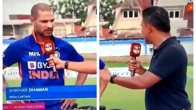 Shikhar Dhawan at toss in India vs West Indies 1st ODI