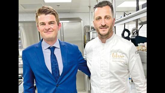 Wilfrid Hockett and Alex Coughley in the kitchen at Blue in Bangkok