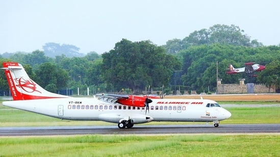 An Alliance Air flight from Bengaluru to Vijayawada, Andhra Pradesh was stopped seconds before taking off due to a technical hitch.(ANI)