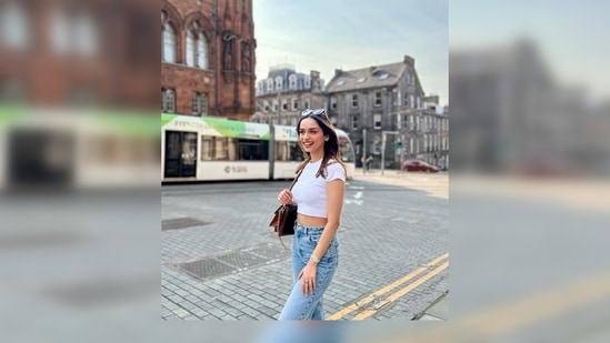 Sharing a slew of pictures from her UK vacation, Manushi Chhillar captioned her post, "Taking a walk with the Scot."(Instagram/@manushi_chhillar)