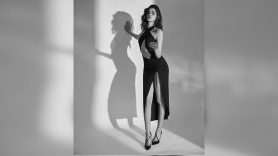 Ananya Panday amped up her stylish look by teaming her attire with a pair of black glossy pointed stilettoes by Christian Louboutin.(Instagram/@ananyapanday)
