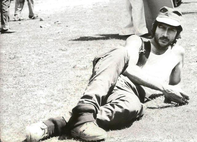 Jackie Shroff sportingly posing on the ground Jackie Shroff sportingly posing on the ground