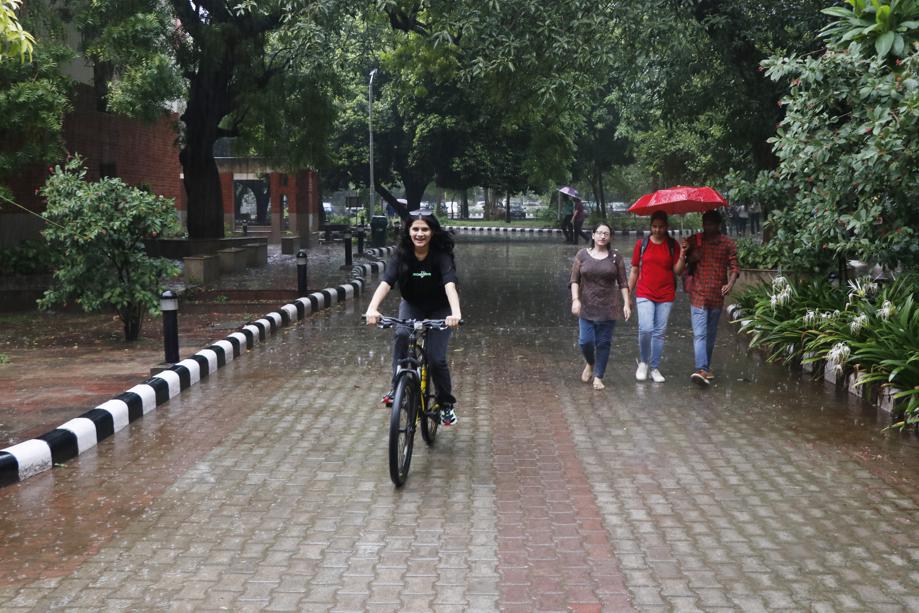 Rain on me: Bicycling in rain to feel the water droplets on your face is another experience altogether.