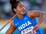 Annu Rani, of India, competes in the women's javelin throw final at the World Athletics Championships(AP) Annu Rani, of India, competes in the women's javelin throw final at the World Athletics Championships(AP)