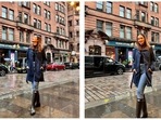 Manushi Chhillar is having a gala time in the United Kingdom and is making sure to take her fans on a stroll through her lens. As the mercury hits record high in several parts of the UK, the temperature is fairly low in Glasgow, a city in Scotland she is currently exploring. She was seen hitting the streets in a trench coat and boots.(Instagram/@manushi_chhillar)