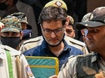 File photo of Yasin Malik being escorted to the Patiala House Court in New Delhi.(AFP) File photo of Yasin Malik being escorted to the Patiala House Court in New Delhi.(AFP)